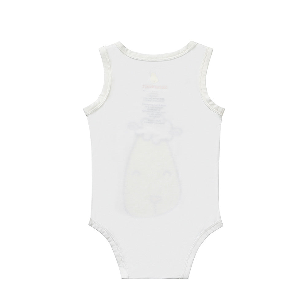 Sleeveless Onesie Smiley Baa Baa White