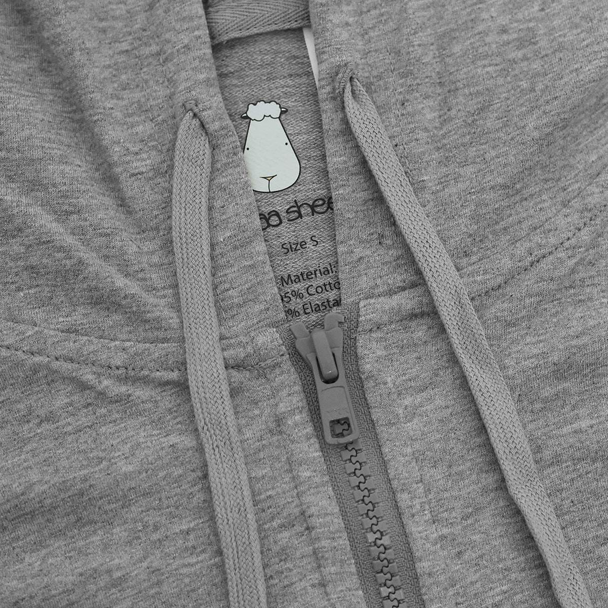 Unisex Long Sleeve Zip Hoodie Happy Sleep Grey