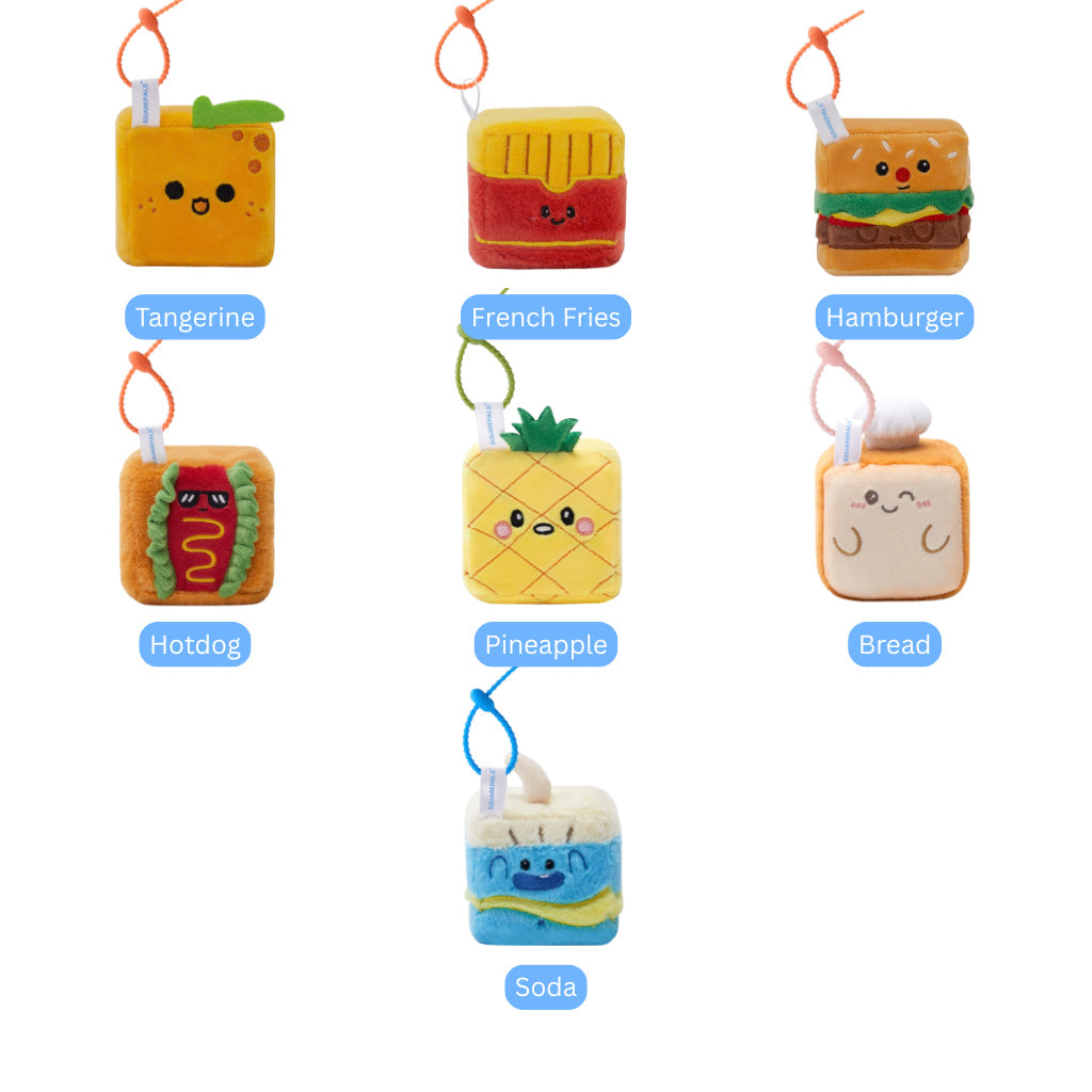 Squarepals Plush Soft Toy - Food Series (7cm) | Cute Mini Stuffed Doll for Stress Relief & Collection