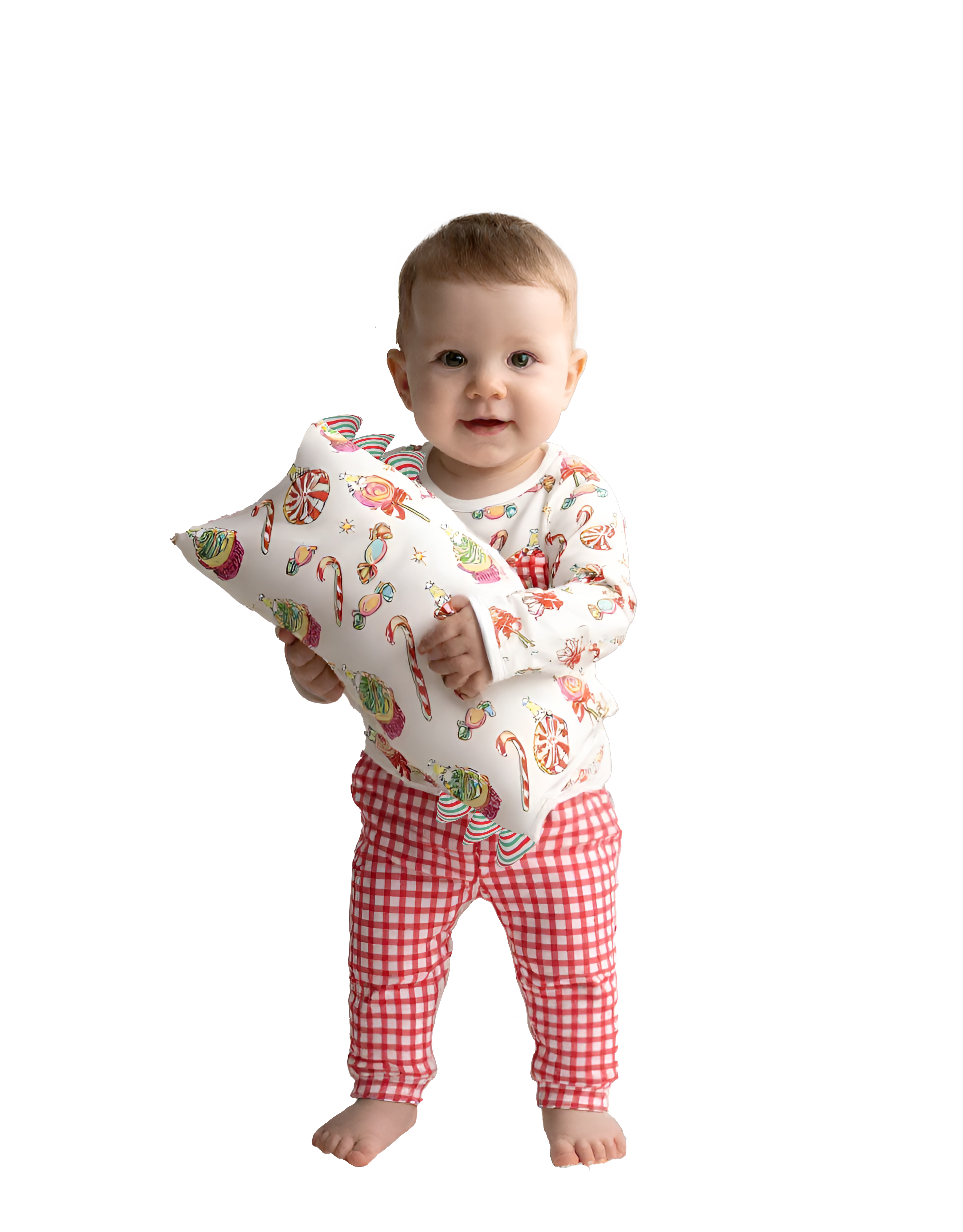 Pyjamas Set Christmas 3 White + Checkers Red
