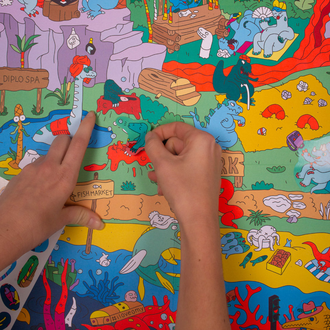 OMY Giant Poster & Stickers - Dinos (100 x 70cm)