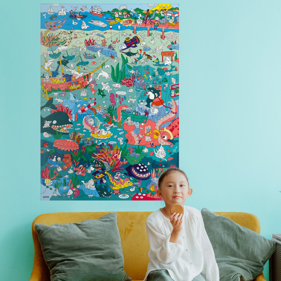 OMY Giant Poster & Stickers - Oceans (100 x 70cm)