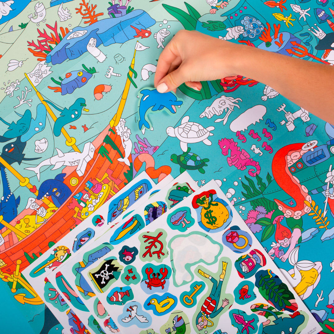 OMY Giant Poster & Stickers - Oceans (100 x 70cm)