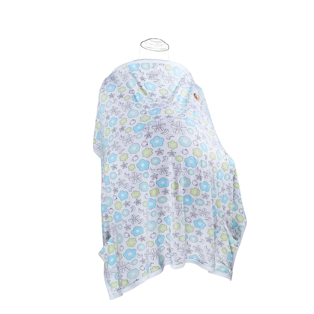 DooDooMooky Bamboo Nursing Cover Apron Type Adjustable size White Mooky Flower Banana