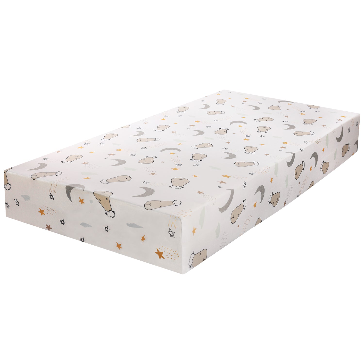 Mattress Sheet Goodnight Baa Baa White - Single Bed