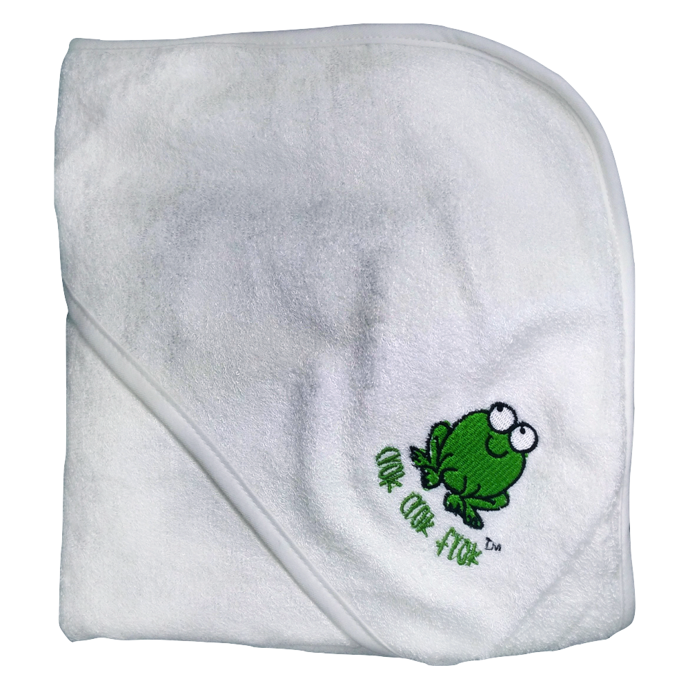 CrokCrokFrok Bamboo Hooded Towel for Baby & Toddler - White