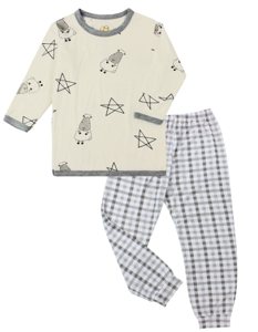 Pyjamas Set Yellow Big Star & Sheepz + Grey Checkers