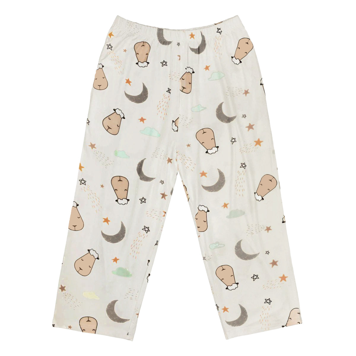 Women Cropped Pants Goodnight Baa Baa White