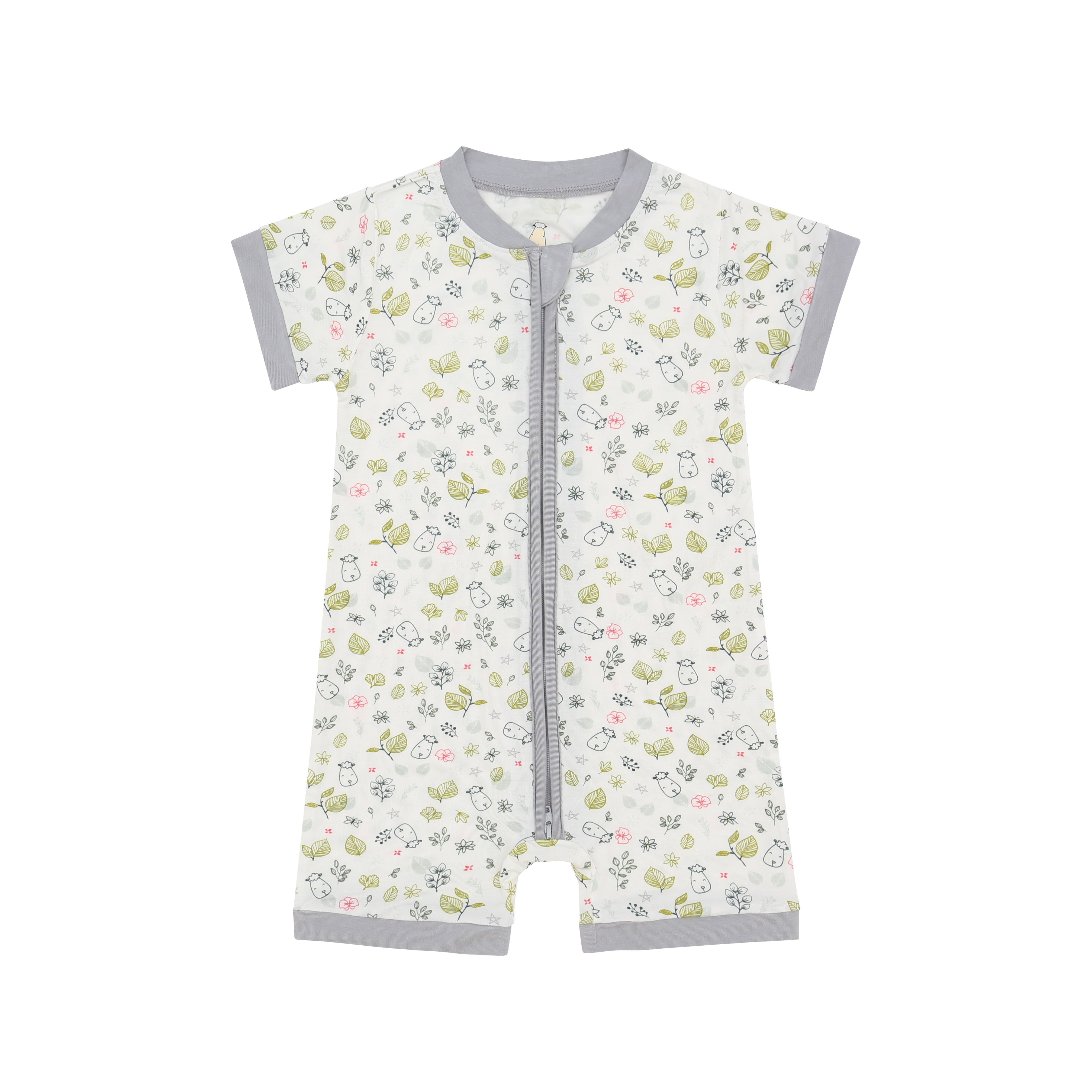 Romper Short Sleeve Zip Dream Garden A Cream