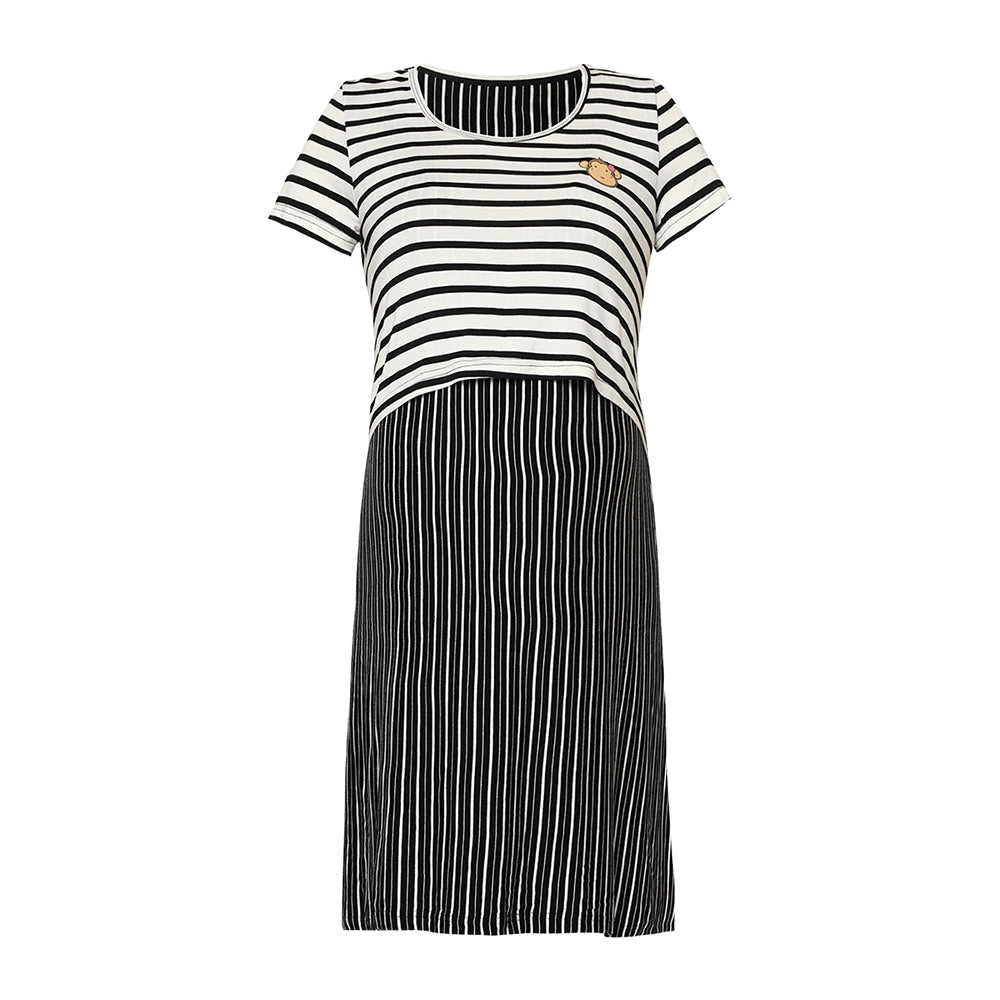 DooDooMooky Maternity & Nursing Sleeveless Dress Violet with Stripe