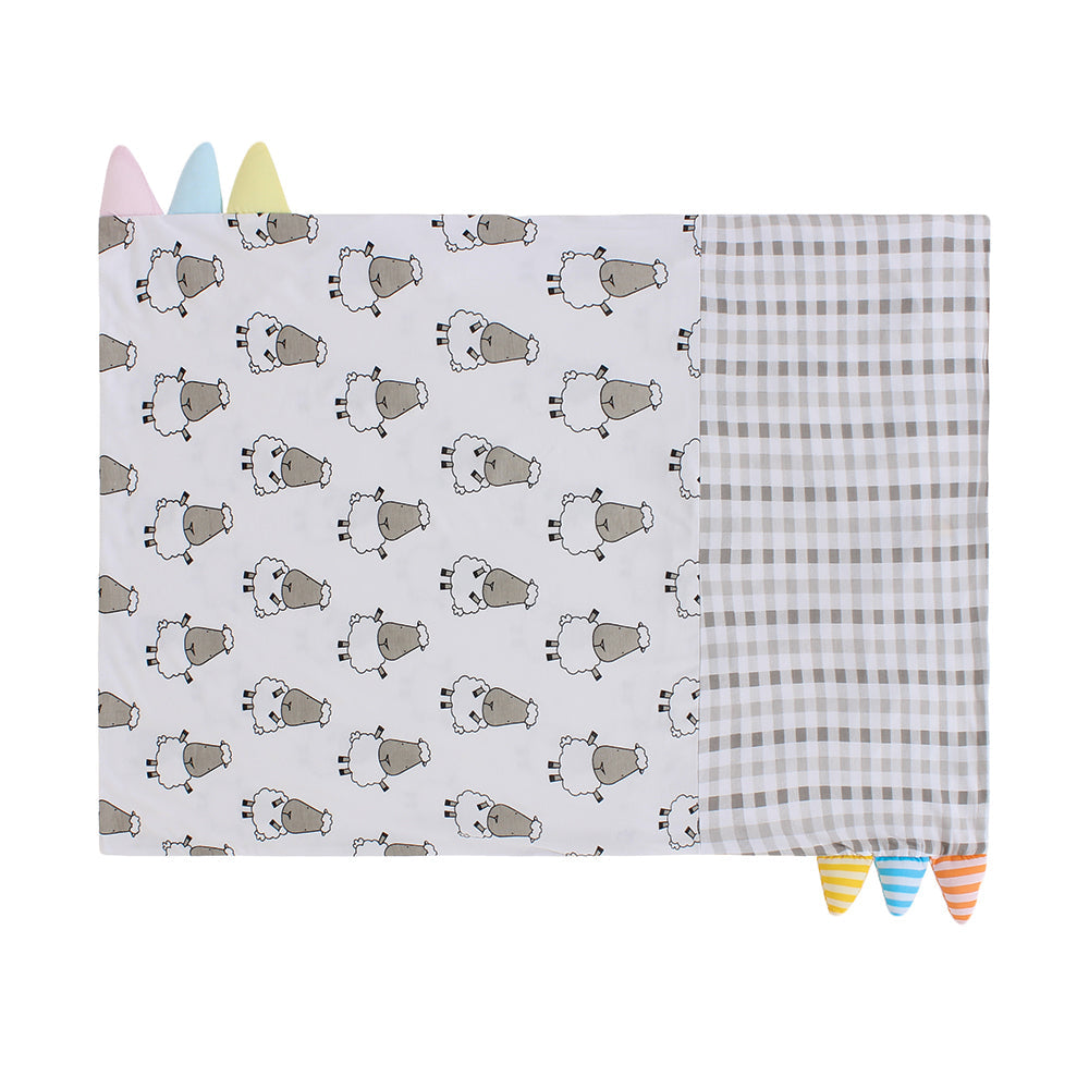 Bed-Time Buddy™ Case Big Sheepz White + Checkers Grey with Color & Stripe Tag - Adult