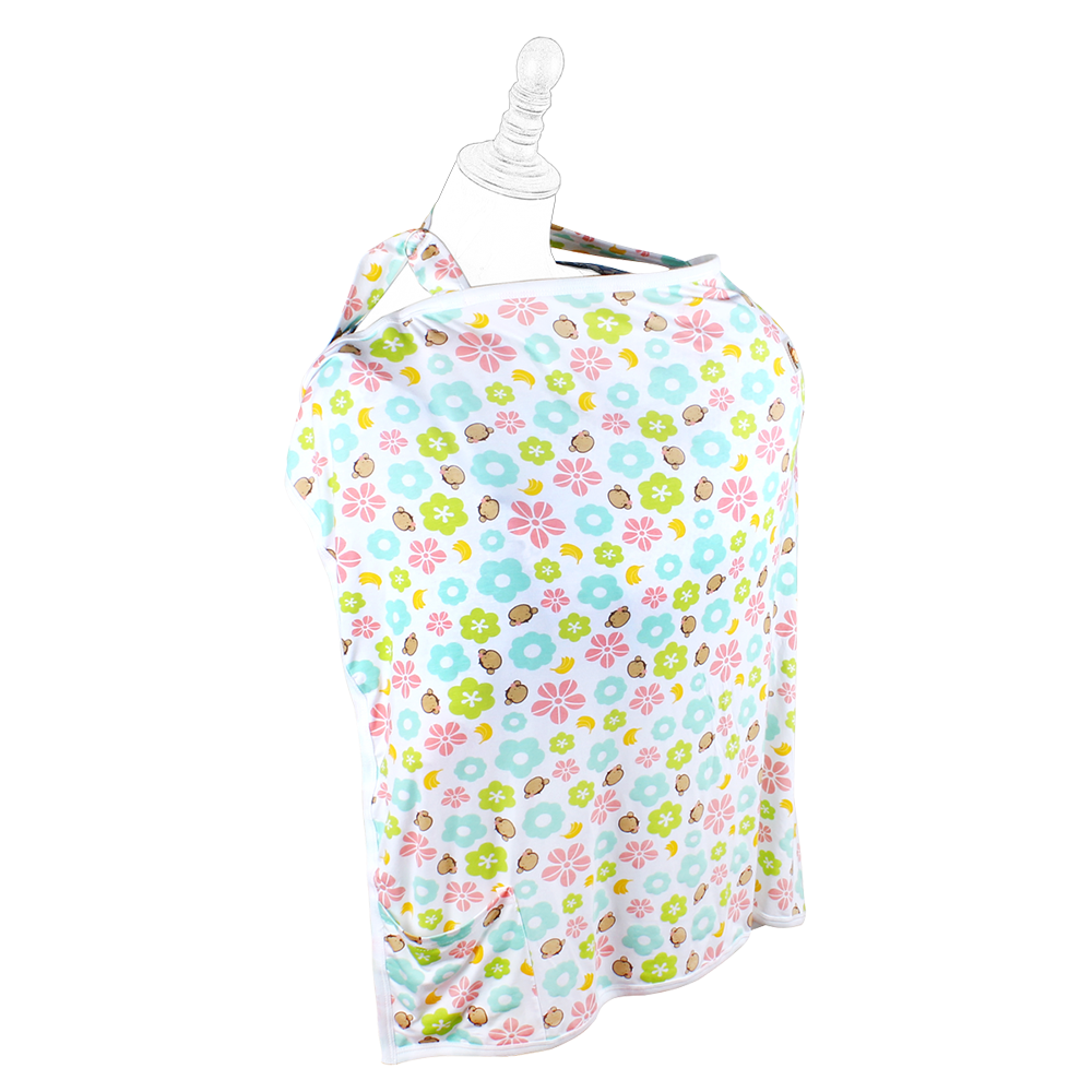 DooDooMooky Bamboo Nursing Cover Apron Type Adjustable size White Mooky Flower Banana