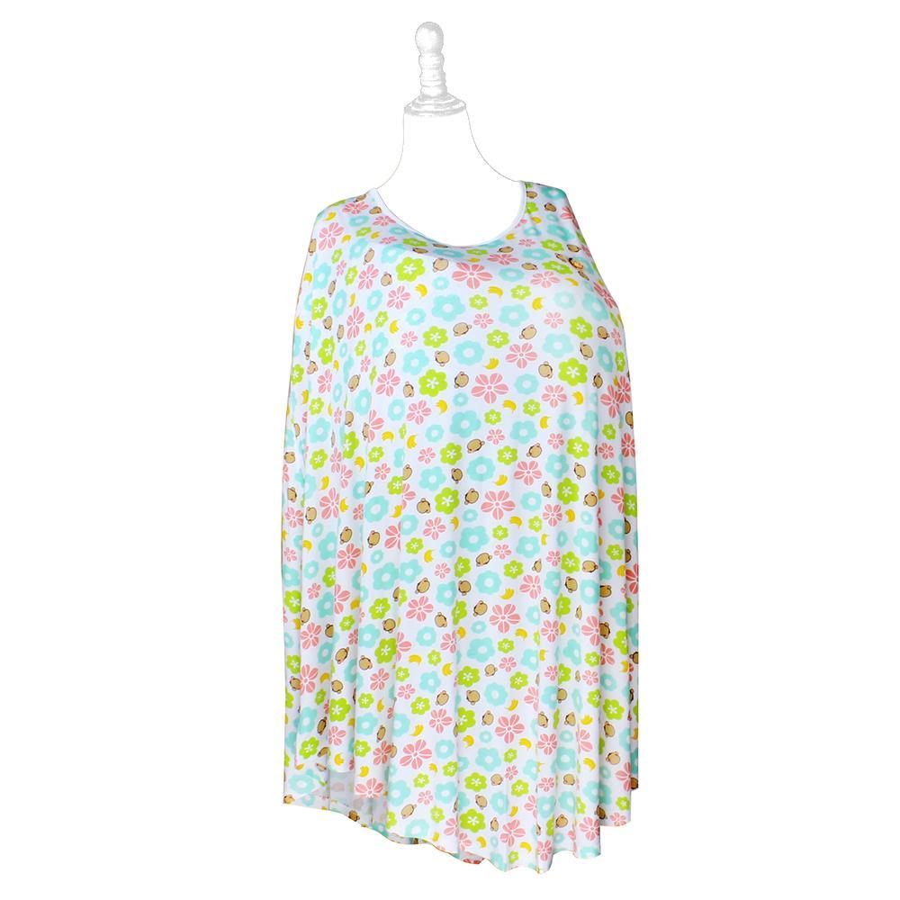 DooDooMooky Bamboo Nursing Cover-Poncho Type-White Mooky Flower Banana