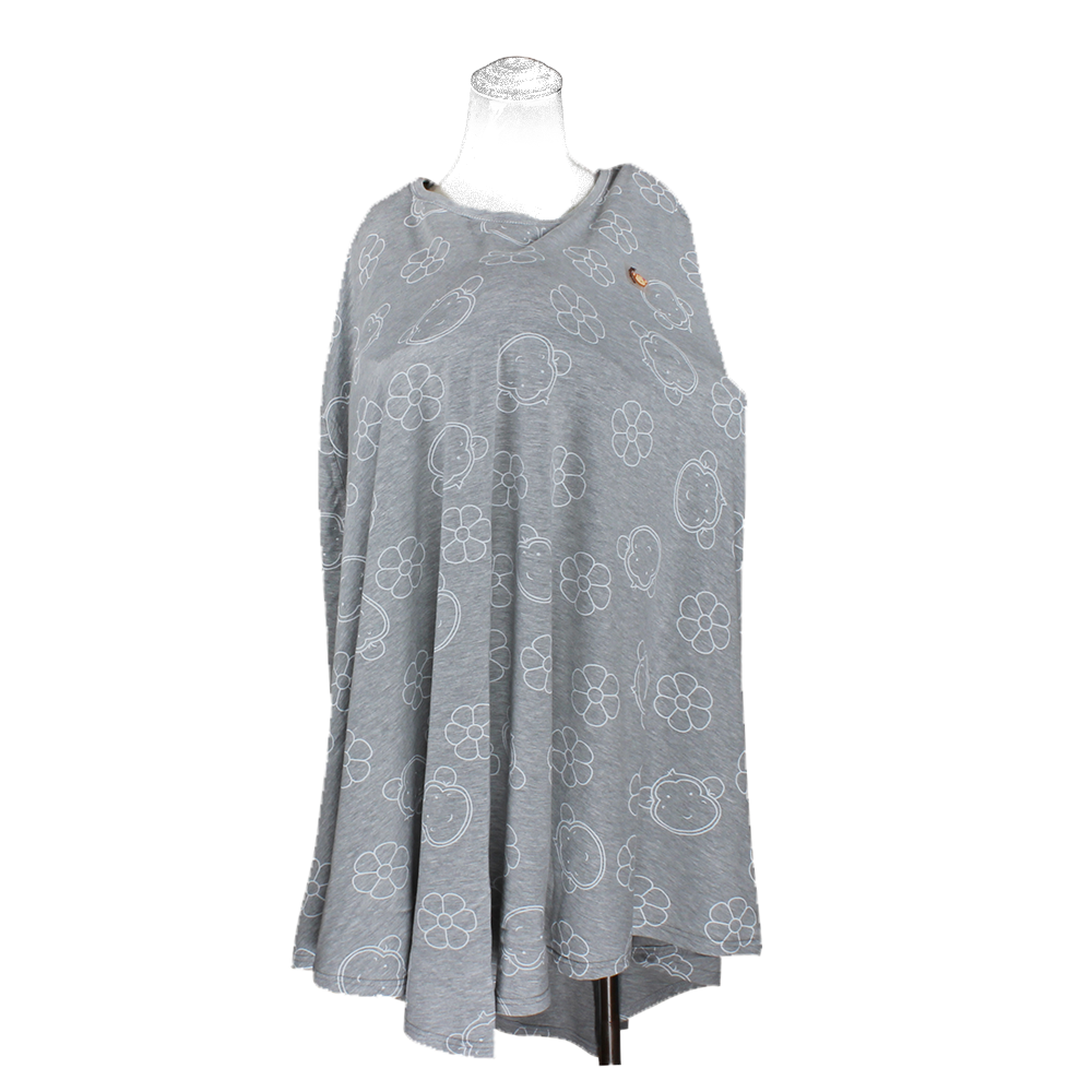 DooDooMooky Bamboo Nursing Cover-Poncho Type-White Mooky Flower Banana